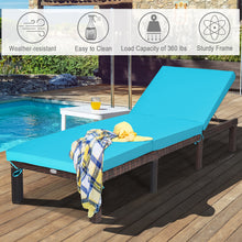 Load image into Gallery viewer, Gymax Outdoor Rattan Lounge Chair Chaise Recliner Adjustable Cushioned Patio Turquoise
