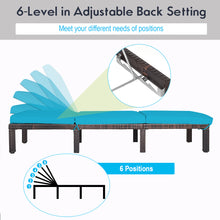 Load image into Gallery viewer, Gymax Outdoor Rattan Lounge Chair Chaise Recliner Adjustable Cushioned Patio Turquoise
