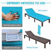 Load image into Gallery viewer, Gymax Outdoor Rattan Lounge Chair Chaise Recliner Adjustable Cushioned Patio Turquoise
