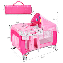 Load image into Gallery viewer, Gymax Foldable Baby Crib Playpen Travel Infant Bassinet Bed Mosquito Net Music w Bag
