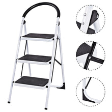 Load image into Gallery viewer, Gymax 3 Step Ladder Folding Stool Heavy Duty 330Lbs Capacity Industrial Lightweight
