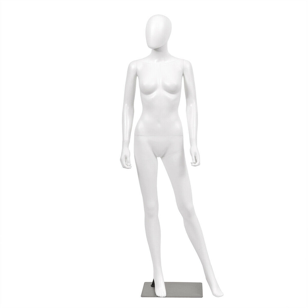 Gymax Female Mannequin Egghead Plastic Full Body Dress Form Display