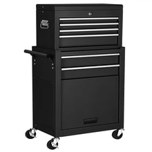 Load image into Gallery viewer, Gymax 2 in 1 Black Rolling Cabinet Storage Chest Box Garage Toolbox Organizer w/ 6 Drawers

