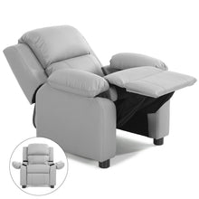 Load image into Gallery viewer, Gymax Deluxe Padded Kids Sofa Armchair Recliner Headrest Children w/ Storage Arms Gray
