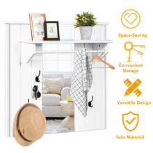 Load image into Gallery viewer, Gymax Wall Mounted Mirror Coat Hat Rack Storage Shelf w/4 Hooks &amp; Hanging Bar Entryway
