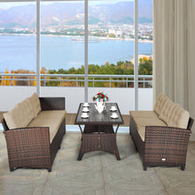 Load image into Gallery viewer, Gymax 3PCS Rattan Dining Sofa Set w/6 Cushioned Seats Patio Furniture
