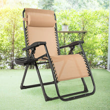 Load image into Gallery viewer, Gymax Folding Zero Gravity Lounge Chair Recliner w/ Cup Holder Tray Pillow
