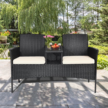 Load image into Gallery viewer, Gymax Cushioned Patio Rattan Seat Loveseat Sofa Table Chairs
