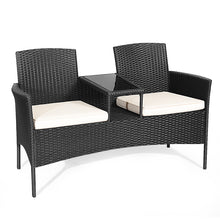 Load image into Gallery viewer, Gymax Cushioned Patio Rattan Seat Loveseat Sofa Table Chairs
