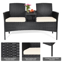 Load image into Gallery viewer, Gymax Cushioned Patio Rattan Seat Loveseat Sofa Table Chairs

