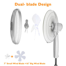 Load image into Gallery viewer, Gymax 16&#39;&#39; Adjustable Oscillating Pedestal Fan w/ 3 Speeds Dual Blades White
