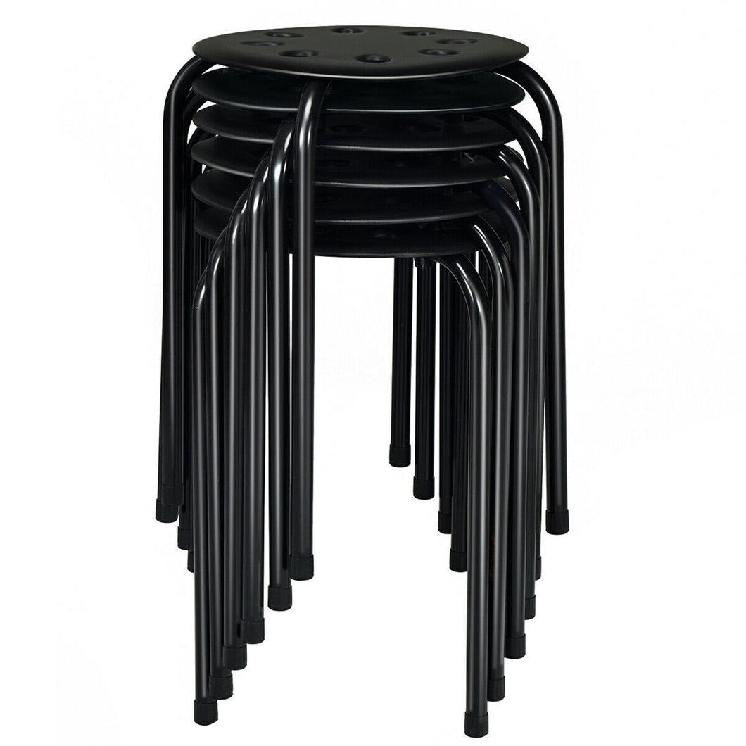 Gymax Set of 6 Portable Plastic Stack Stools Backless Classroom Seating