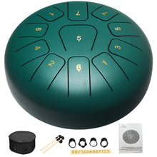 Load image into Gallery viewer, Gymax 10'' Steel Tongue Drum 11 Notes Handpan Drum w/ Bag Mallets &amp; Finger Picks
