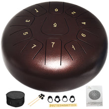 Load image into Gallery viewer, Gymax 10'' Steel Tongue Drum 11 Notes Handpan Drum w/ Bag Mallets &amp; Finger Picks
