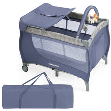 Load image into Gallery viewer, Gymax Foldable Baby Playard Portable Playpen Nursery Center w/ Changing Station Grey
