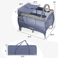 Load image into Gallery viewer, Gymax Foldable Baby Playard Portable Playpen Nursery Center w/ Changing Station Grey
