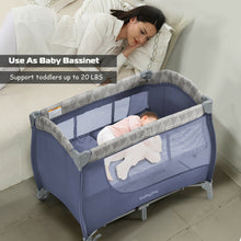 Load image into Gallery viewer, Gymax Foldable Baby Playard Portable Playpen Nursery Center w/ Changing Station Grey
