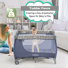 Load image into Gallery viewer, Gymax Foldable Baby Playard Portable Playpen Nursery Center w/ Changing Station Grey
