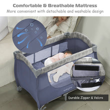 Load image into Gallery viewer, Gymax Foldable Baby Playard Portable Playpen Nursery Center w/ Changing Station Grey
