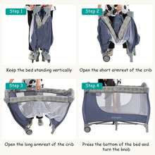 Load image into Gallery viewer, Gymax Foldable Baby Playard Portable Playpen Nursery Center w/ Changing Station Grey
