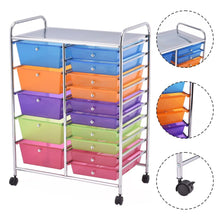 Load image into Gallery viewer, Gymax Rolling Storage Cart 15 Drawers Organize Shelf Office School
