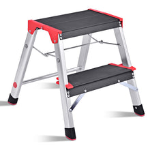 Load image into Gallery viewer, Gymax Folding Aluminum Lightweight Ladder 2 Step Non-Slip Platform Stool
