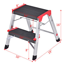 Load image into Gallery viewer, Gymax Folding Aluminum Lightweight Ladder 2 Step Non-Slip Platform Stool
