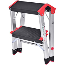 Load image into Gallery viewer, Gymax Folding Aluminum Lightweight Ladder 2 Step Non-Slip Platform Stool
