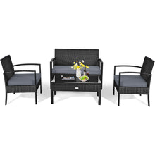 Load image into Gallery viewer, Gymax Patio Garden 4PC Rattan Wicker Furniture Set Black
