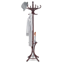 Load image into Gallery viewer, Gymax Wood Standing Hat Coat Rack Jacket Bag Hanger Tree 12 Hooks Reddish Brown w/ Umbrella Stand
