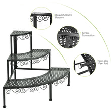 Load image into Gallery viewer, Gymax 3 Tier Corner Metal Flower Pot Pots Rack Plant Shelf Display Stair Step Ladder

