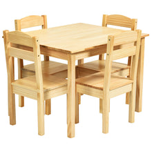 Load image into Gallery viewer, Gymax Kids 5 Piece Table Chair Set Pine Wood Children Play Room Furniture Natural

