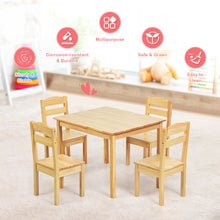 Load image into Gallery viewer, Gymax Kids 5 Piece Table Chair Set Pine Wood Children Play Room Furniture Natural
