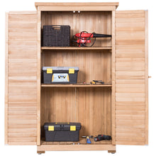 Load image into Gallery viewer, Gymax Outdoor 63&#39;&#39; Tall Wooden Garden Storage Shed Fir Wood Shutter Design Lockers
