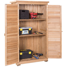 Load image into Gallery viewer, Gymax Outdoor 63&#39;&#39; Tall Wooden Garden Storage Shed Fir Wood Shutter Design Lockers
