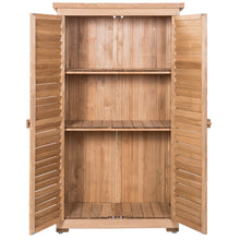 Load image into Gallery viewer, Gymax Outdoor 63&#39;&#39; Tall Wooden Garden Storage Shed Fir Wood Shutter Design Lockers
