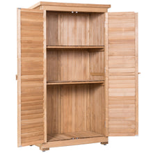 Load image into Gallery viewer, Gymax Outdoor 63&#39;&#39; Tall Wooden Garden Storage Shed Fir Wood Shutter Design Lockers
