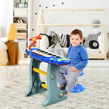Load image into Gallery viewer, Gymax 37 Key Electronic Keyboard Kids Toy Piano MP3 Input w/ Microphone &amp; Stool Blue
