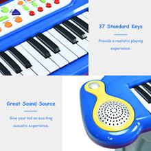 Load image into Gallery viewer, Gymax 37 Key Electronic Keyboard Kids Toy Piano MP3 Input w/ Microphone &amp; Stool Blue
