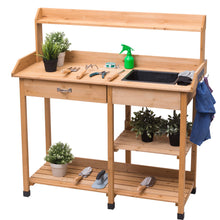Load image into Gallery viewer, Gymax Outdoor Garden Potting Bench Lawn Patio Table Storage Shelf Work Station
