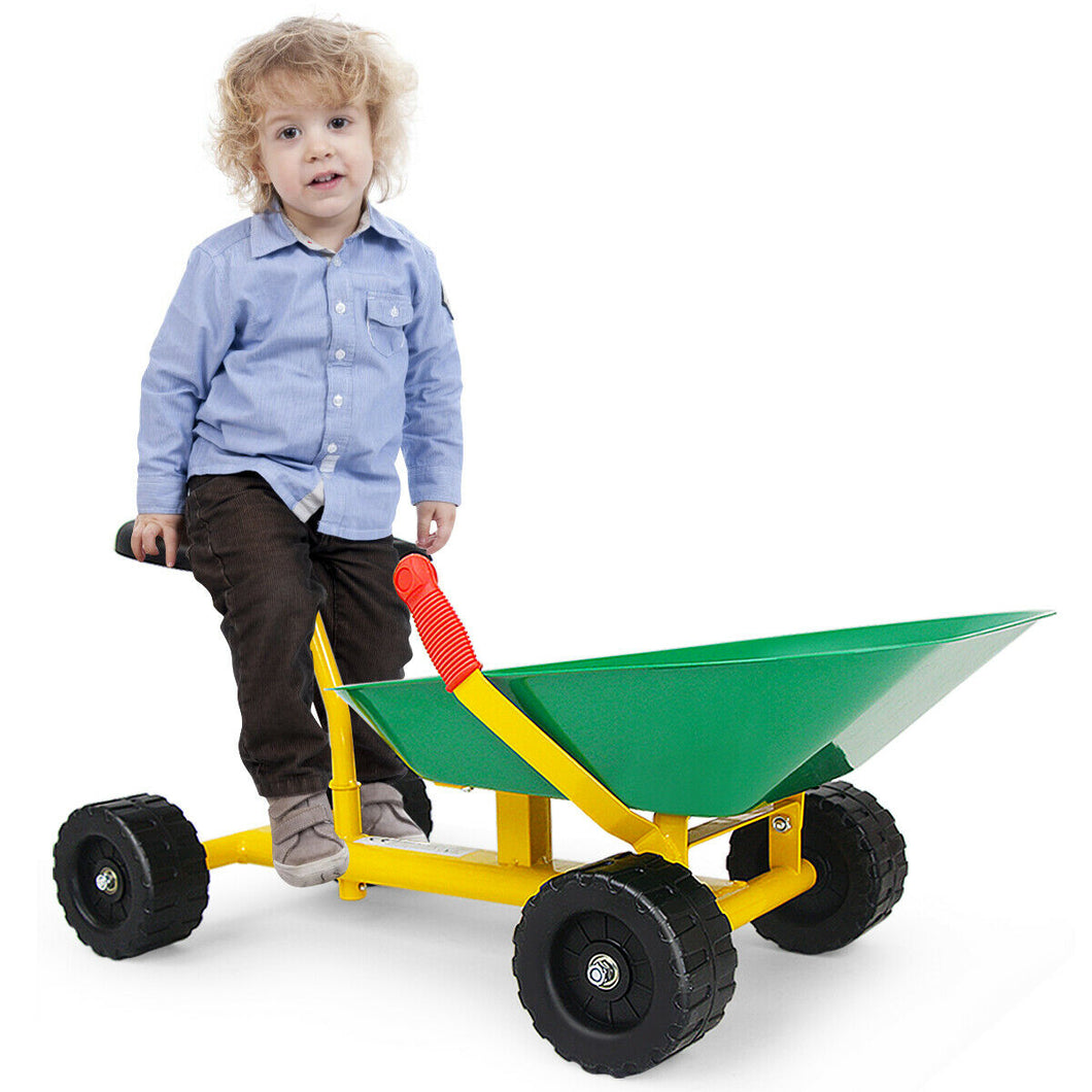 Gymax 8'' Kids Ride-on Sand Dumper Front Tipping Heavy Duty 4 Wheels Sand Toy Gift