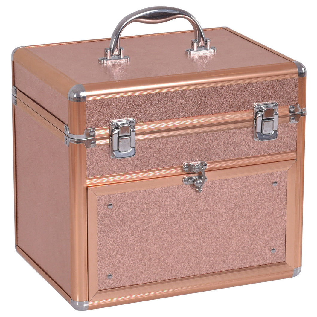 Gymax Nail Accessories Organizer Makeup Case Polish Travel Box Panel With Drawer
