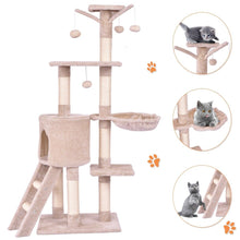 Load image into Gallery viewer, Gymax 56&#39;&#39; Cat Tree Kitten Pet Play House Furniture Condo Scratching Posts Ladder Beige
