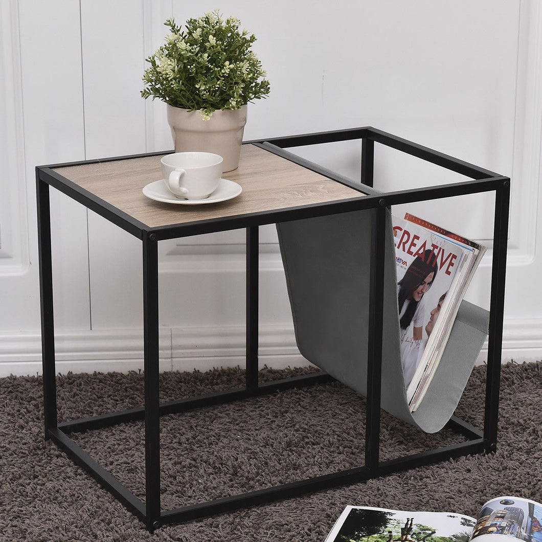Gymax End Table Side Accent Metal Magazine Organizer Living Room Office