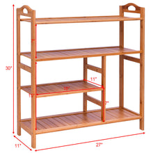 Load image into Gallery viewer, Gymax 4 Tier Multifunction Bamboo Shoe Rack Boot Tower Shelf Storage Organizer Stand
