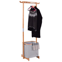 Load image into Gallery viewer, Gymax Bamboo Clothes Drying Rack Laundry Hamper Garment Hanger Storage Organizer
