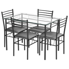 Load image into Gallery viewer, Gymax 5 PC Dining Set Glass Top Table and 4 Chairs Kitchen Room Furniture
