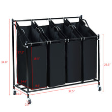 Load image into Gallery viewer, Gymax 4 Bag Rolling Sorter Cart Hamper Organizer Basket Laundry Home
