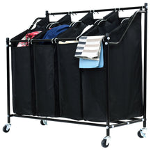 Load image into Gallery viewer, Gymax 4 Bag Rolling Sorter Cart Hamper Organizer Basket Laundry Home
