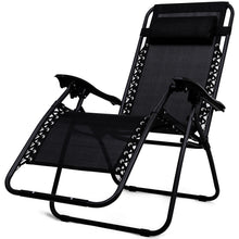 Load image into Gallery viewer, Gymax 3PC Zero Gravity Reclining Lounge Chairs Table Pillows Folding Portable Black
